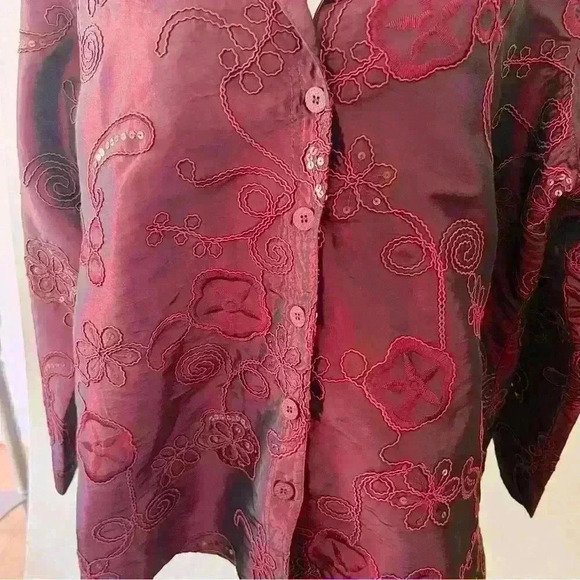 SUSAN GRAVER PLUS 1X EMBROIDERY ARTISTIC WHIMISICAL LINED LIGHTWEIGHT JACKET - Picture 4 of 12